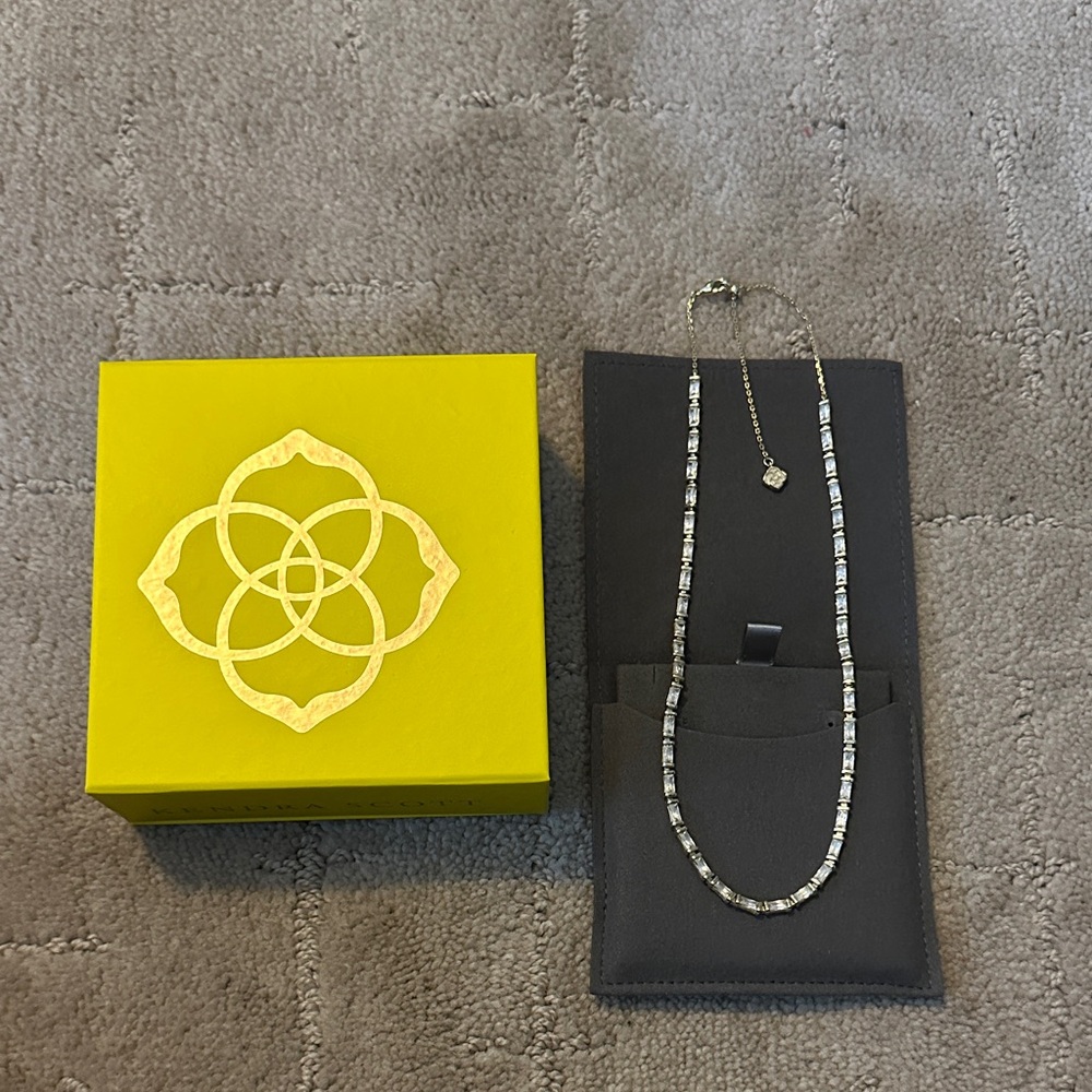 Kendra Scott Juliette Baguette white Crystal’s Gild Necklace
